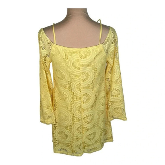 💛 TEEZE ME Lemon Yellow Lace Dress Medium - Picture 3 of 5